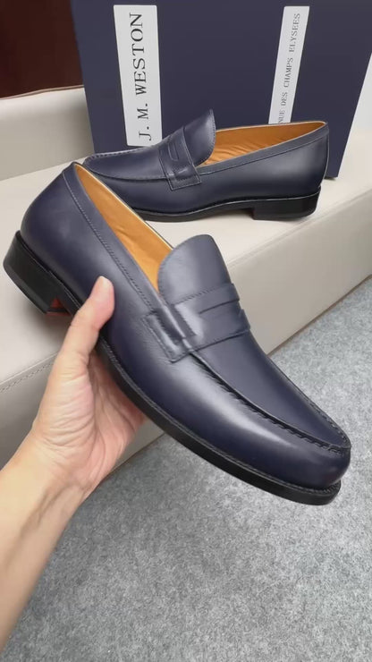 Mocassin 180 en cuir bleu marine