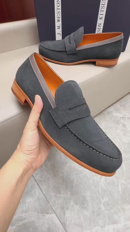 Mocassin 180 en daim gris foncé