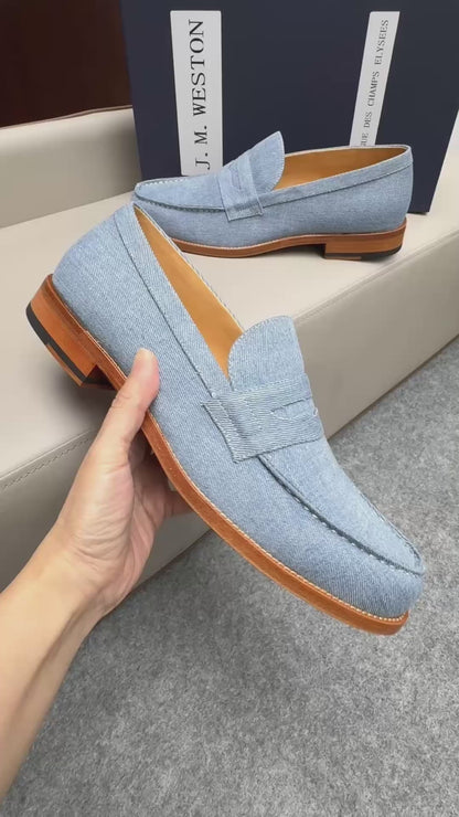 Mocassin 180 en tissu denim bleu