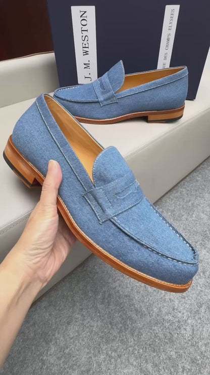 Mocassin 180 en tissu denim bleu