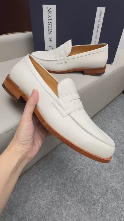 Mocassin 180 en cuir blanc cassé