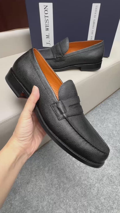 Mocassin 180 en cuir grainé noir