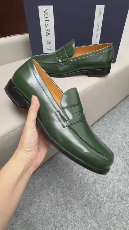 Mocassin 180 en cuir vert foncé