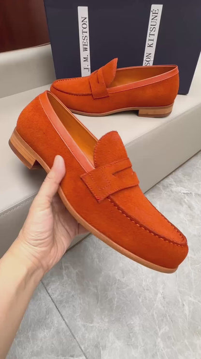 Mocassin 180 en daim orange vif