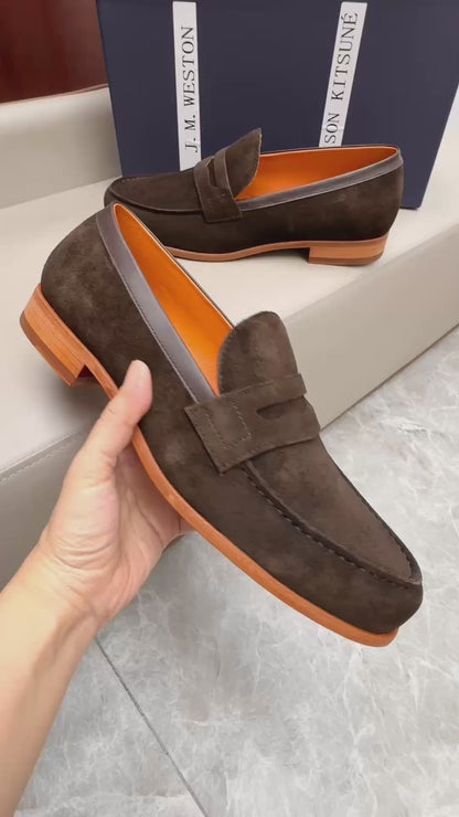 Mocassin 180 en daim brun foncé
