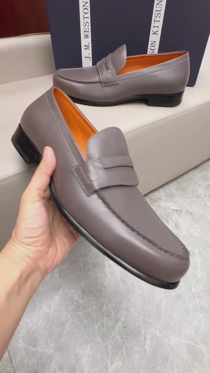 Mocassin 180 en cuir gris anthracite