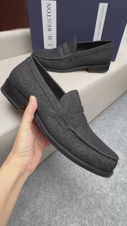 Mocassin 180 en denim noir