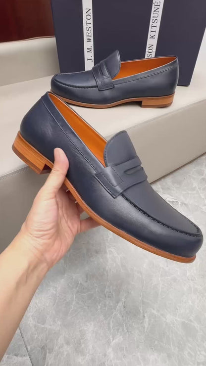 Mocassin 180 en cuir bleu marine